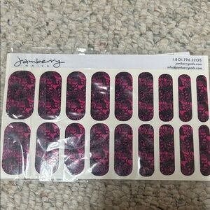 Jamberry Floral Pink and Black Nail Wraps